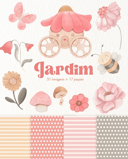 JARDIM AQUARELA Kit Digital Jardim - Imagem 1