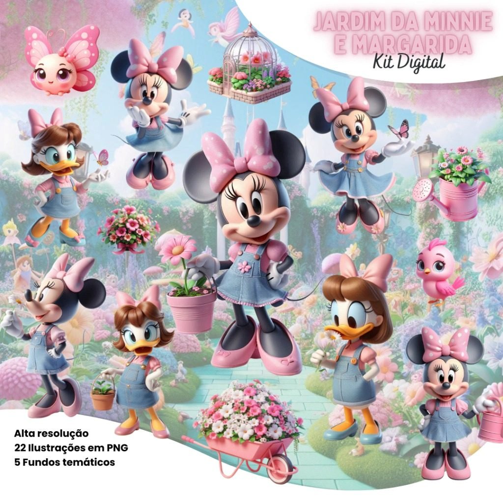 Jardim da Minnie e Margarida Kit Digital Jardim da Minnie e Margarida - Imagem 1