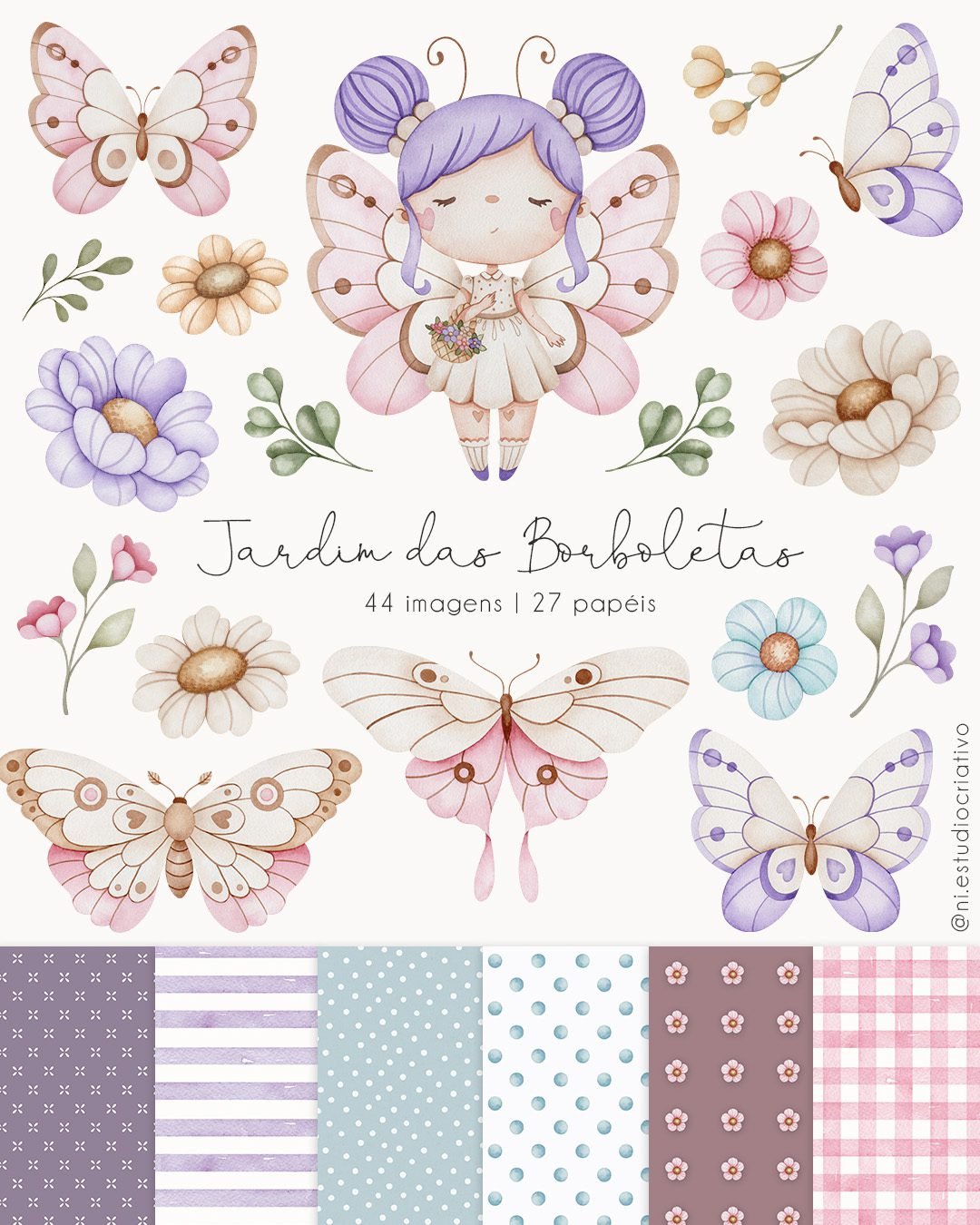 Jardim das Borboletas_Ni Estudio Kit digital jardim das borboletas - Imagem 1