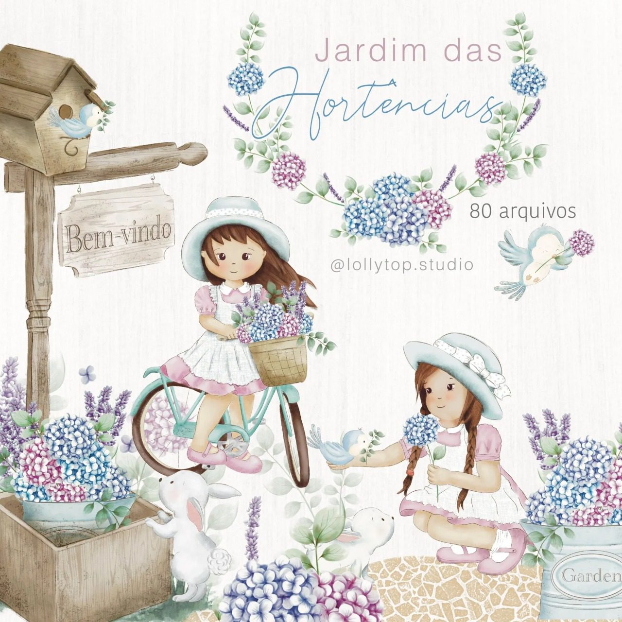Jardim das Hortênsias Kit Digital Jardim das Hortências Menina - Imagem 1
