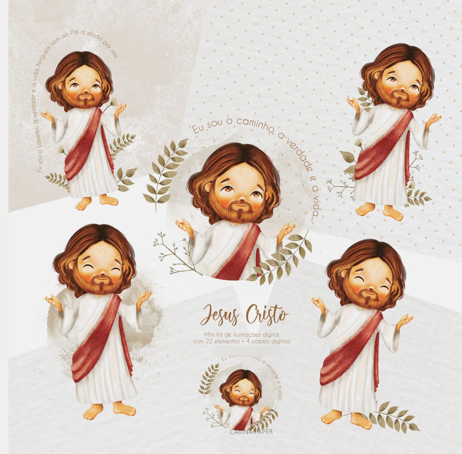 Jesus Aquarela Kit Digital Jesus Aquarela - Imagem 1