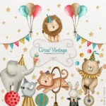 Kit Digital Circo Vintage Aquarela