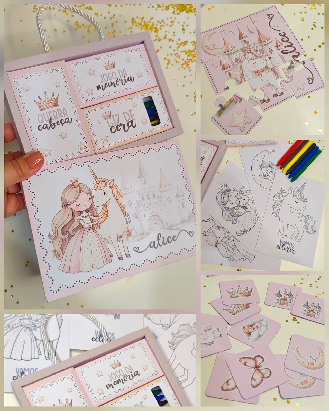 KIT COLORIR 2 Arquivo de Corte Maletinha Diversão Princesa Unicórnio - Imagem 1