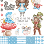 Kit Digital alice no pais das maravilhas morena