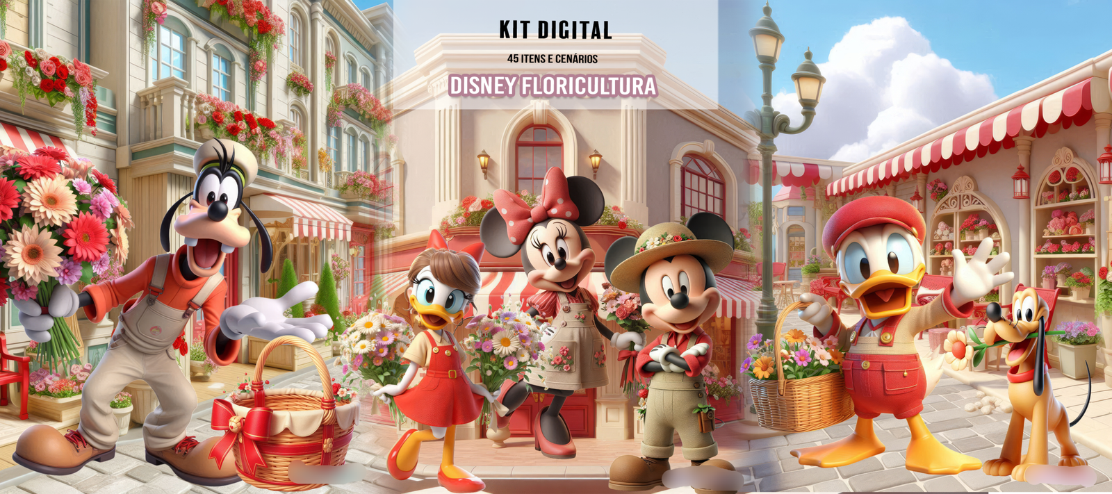 KIT DIGITAL TURMA DO MICKEY FLORICULTURA Kit Digital Turma do Mickey Floricultura - Imagem 1