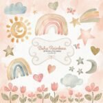Kit Digital Kit Papel Boho Rainbow