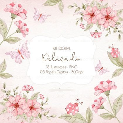 Kit Digital Delicado Kit Digital Delicado Floral Rosa - Imagem 1