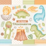 Kit digital dinossauros aquarela