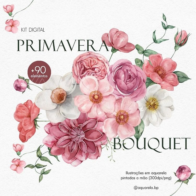 Kit Digital Primavera Bouquet Kit Digital Floral Primavera Bouquet - Imagem 1