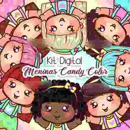 Kit meninas candy color sketch Kit Digital Meninas Candy Color - Imagem 1