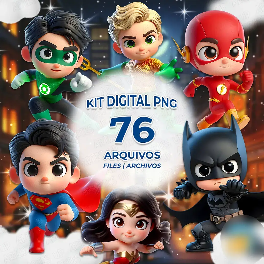 Liga da Justiça Hérois Cute Kit Digital Liga da Justiça - Imagem 1