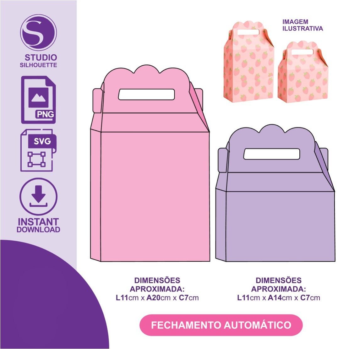 MALETINHA AUTOMÁTICA DOIS TAMANHOS Arquivo de Corte Maleta Fundo Automático - Imagem 1
