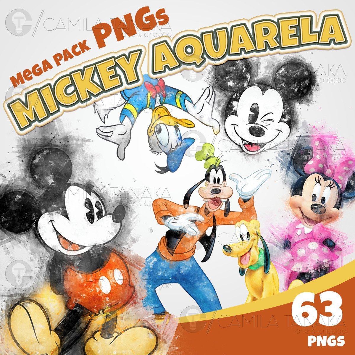 MICKEY AQUARELA Kit Digital Mickey Aquarela - Imagem 1