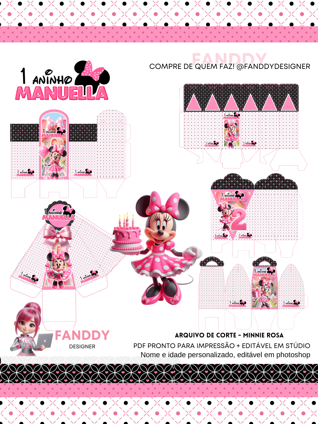MINNIE 112 Arquivo de Corte Minnie Rosa 112 - Imagem 1