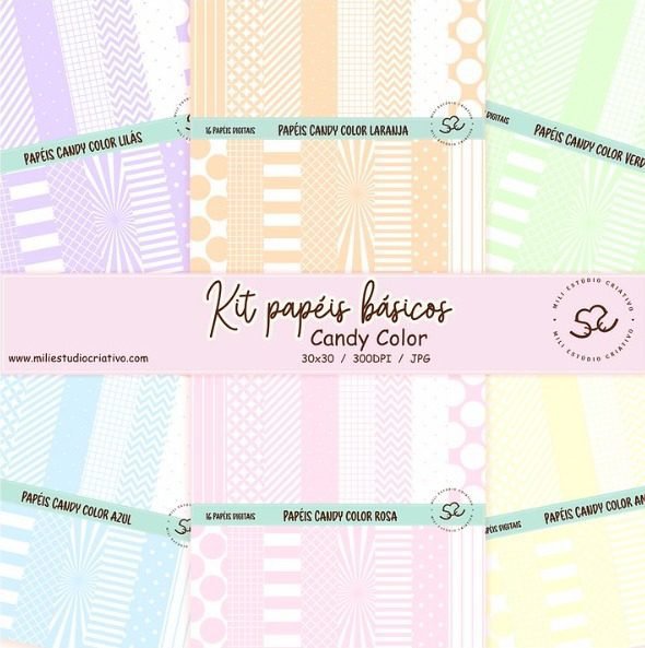 ML- Papéis Básicos (Candy color) Kit Digital Papéis Básicos Candy color - Imagem 1