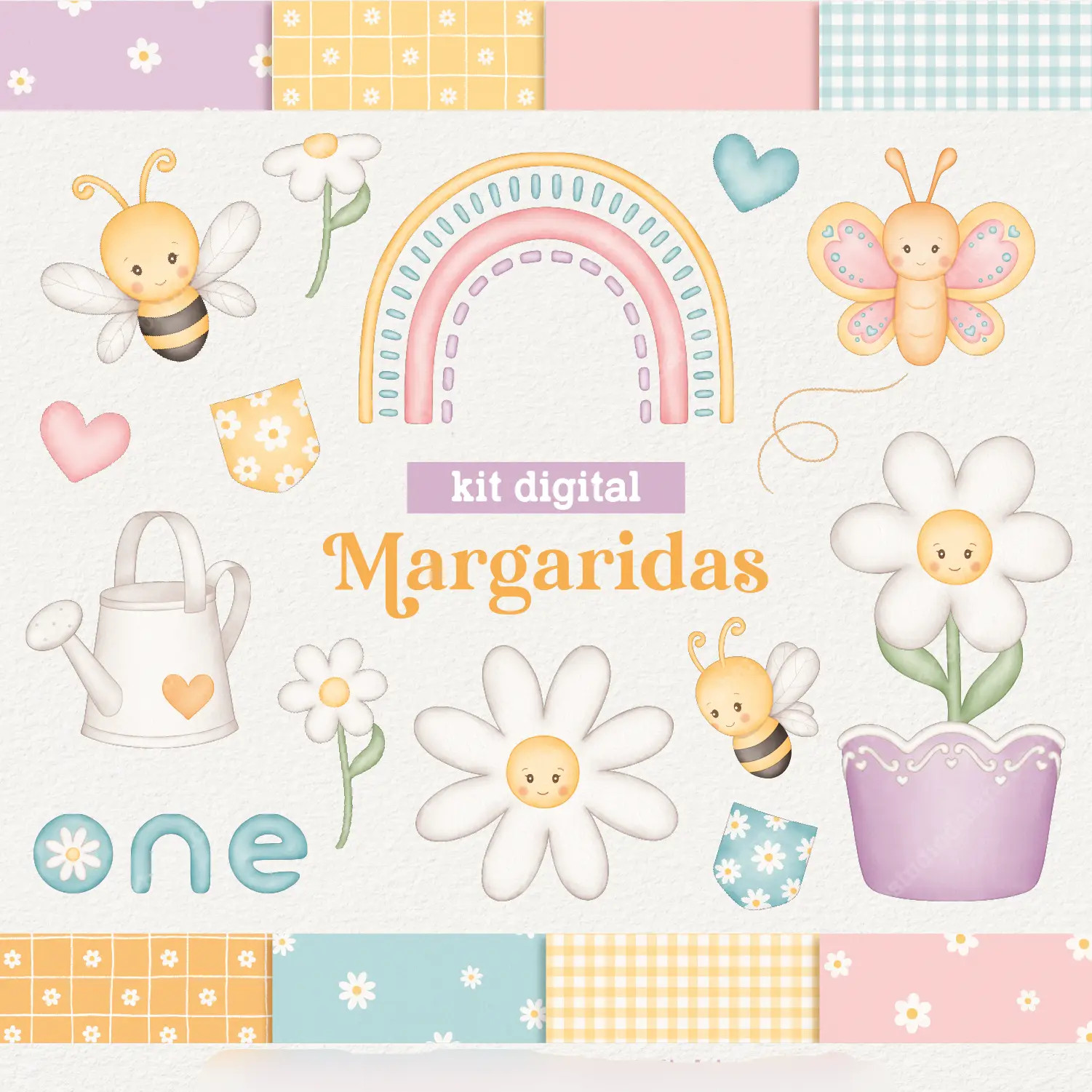 Margaridas – Cliparts em aquarela Kit digital margaridas - Imagem 1