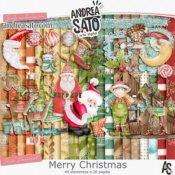 Merry Christmas Kit Digital Papeis Natal - Imagem 1