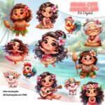 Kit Digital Moana Cute Aquarela