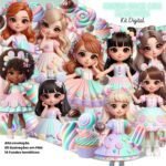 Kit Digital Mundo Doce com Meninas Mascotes