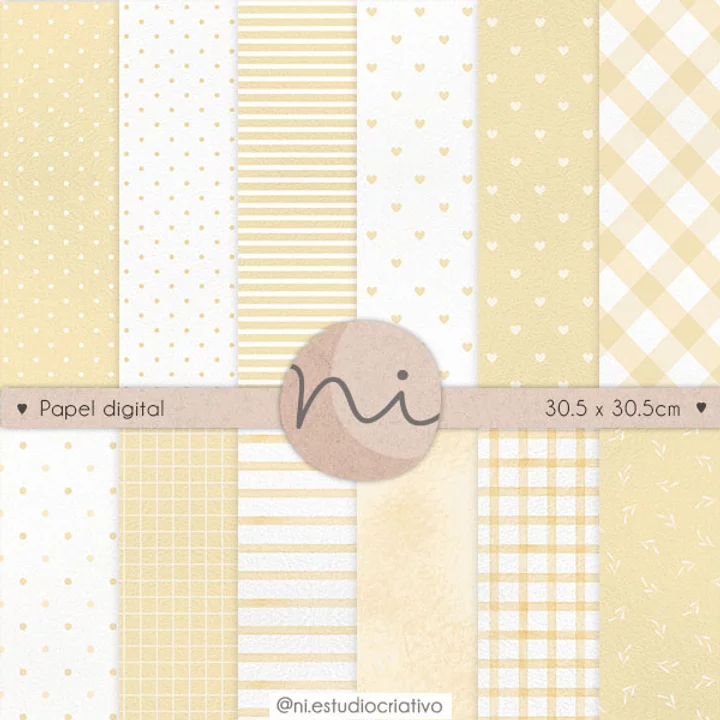 Ni Estudio_PD0042 Basicos Amarelo Pastel Kit Digital Amarelo Pastel - Imagem 1