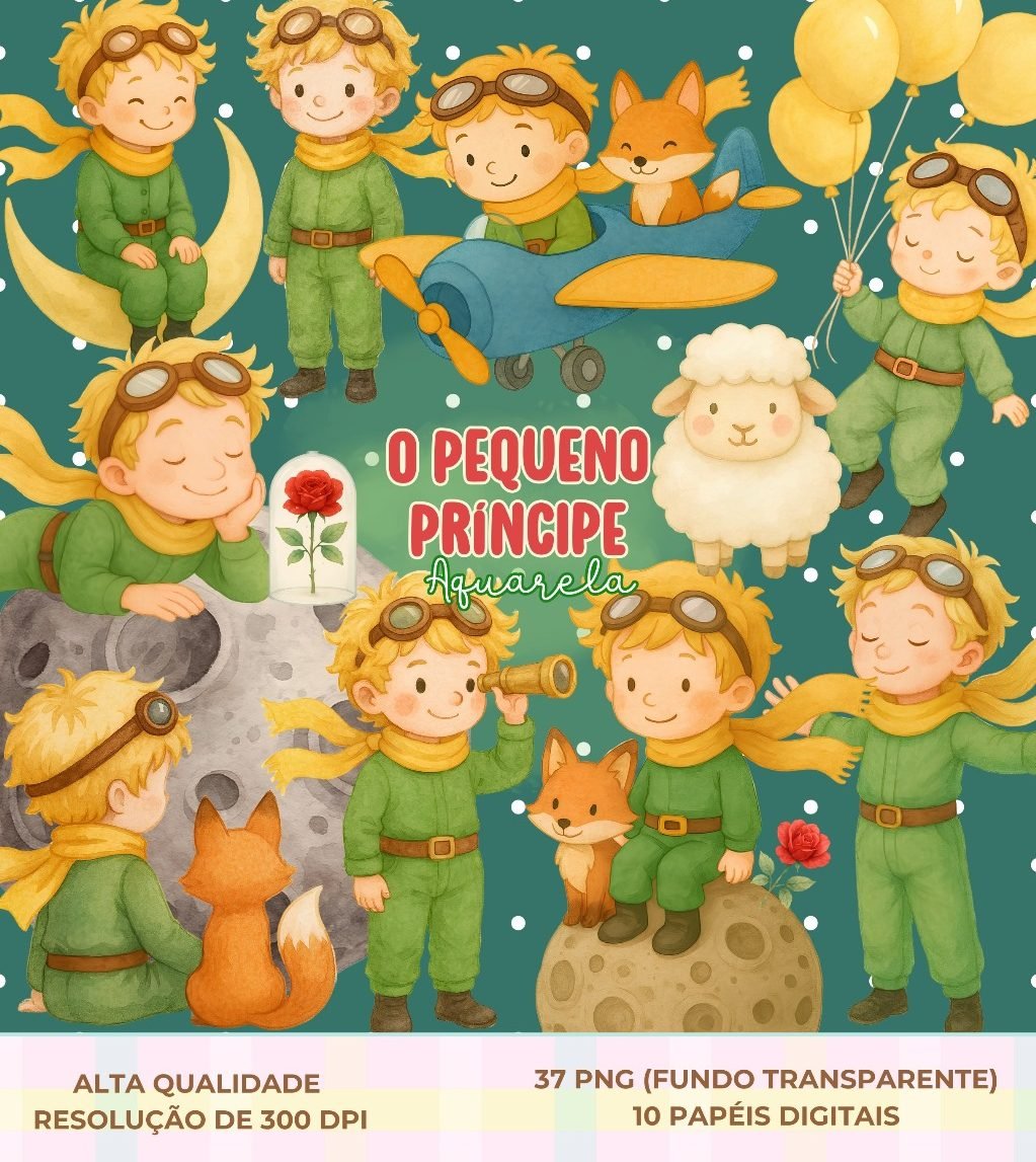 O Pequeno Príncipe - Aquarela Kit Digital O Pequeno Principe - Imagem 1
