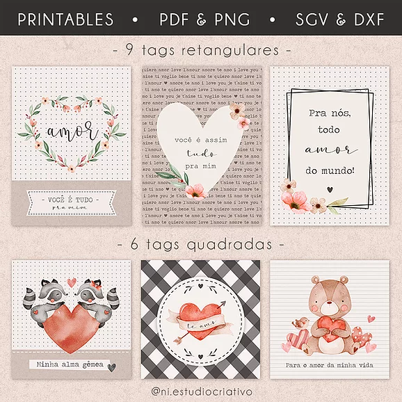 Kit Digital Tags e Quadros Com Amor - Imagem 1