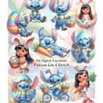 Kit Digital Páscoa do Stitch Aquarela