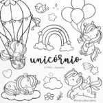 Kit Digital unicornio preto e branco