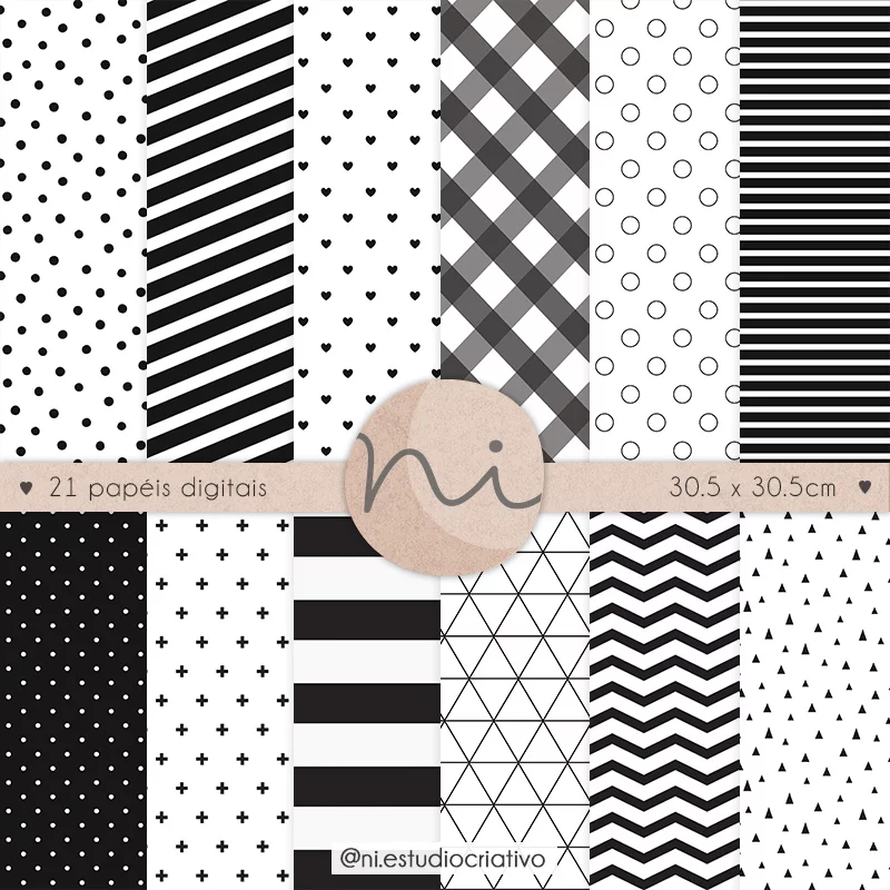 PD0054 Minimalista P_B Kit Digital Papel Minimalista - Imagem 1