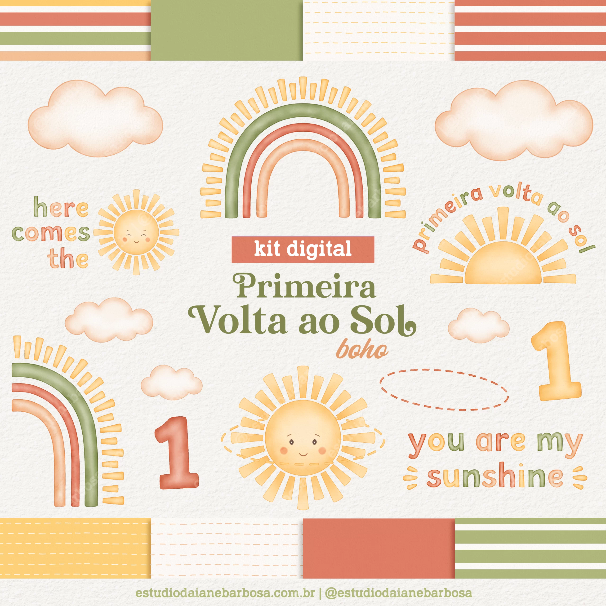 PRIMEIRA VOLTA AO SOL BOHO Kit digital primeira volta ao sol boho - Imagem 1