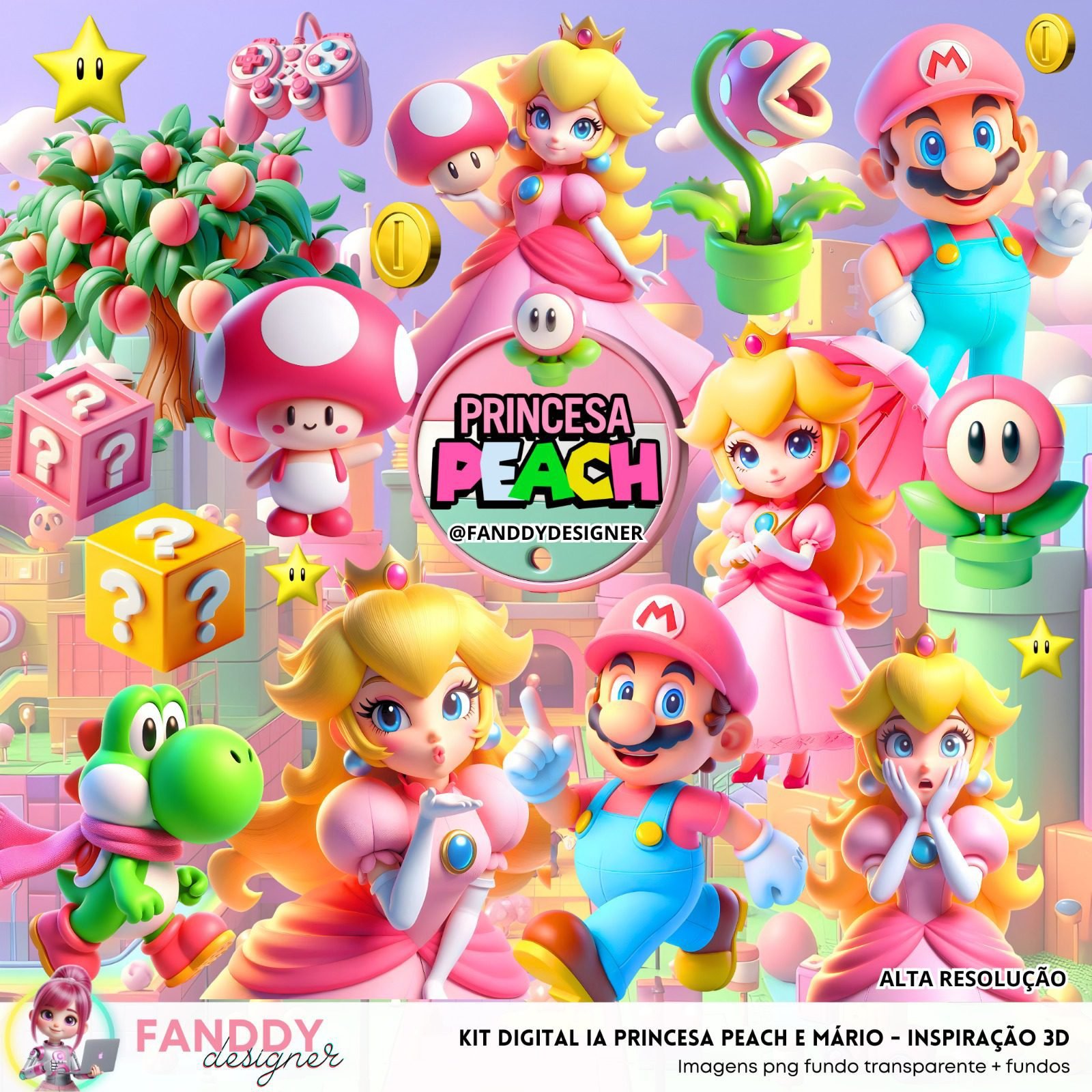 PRINCESA PEACH Kit Digital Princesa Peach Super Mario - Imagem 1