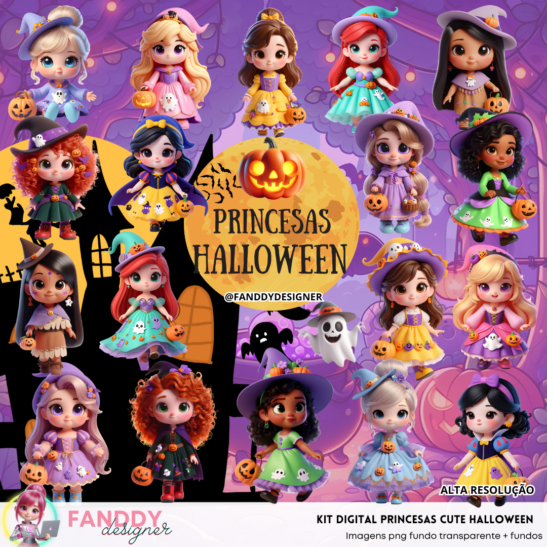 PRINCESAS CUTE HALLOWEEN Kit Digital PRINCESAS CUTE HALLOWEEN - Imagem 1
