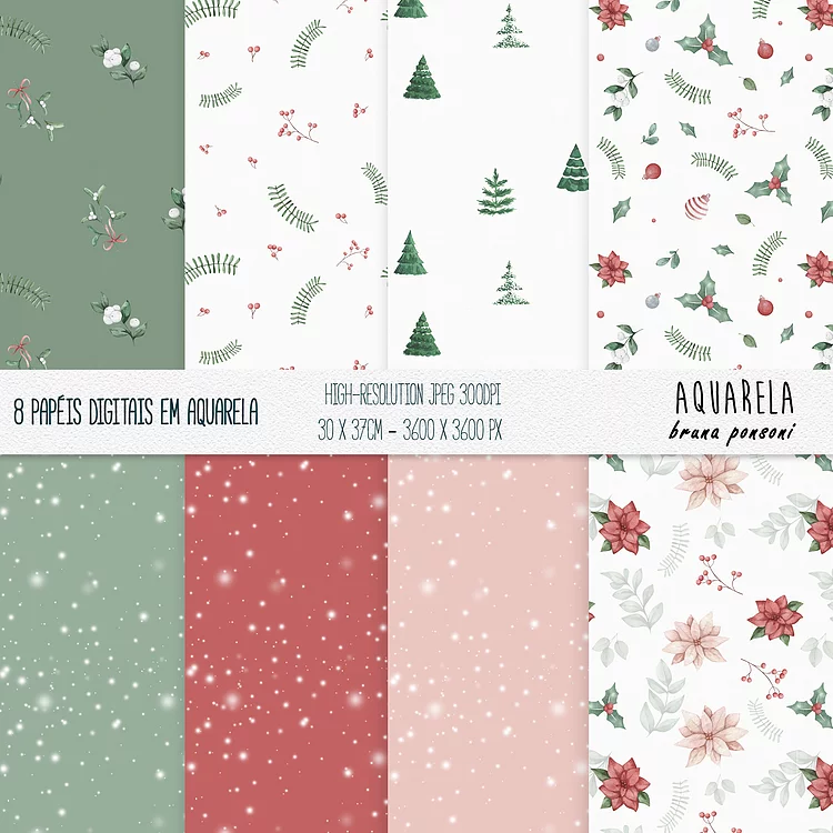 Papeis Digitais -Natal Kit Digital Papéis Natal - Imagem 1