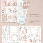 Kit Digital papeis para scrapbook mesversario