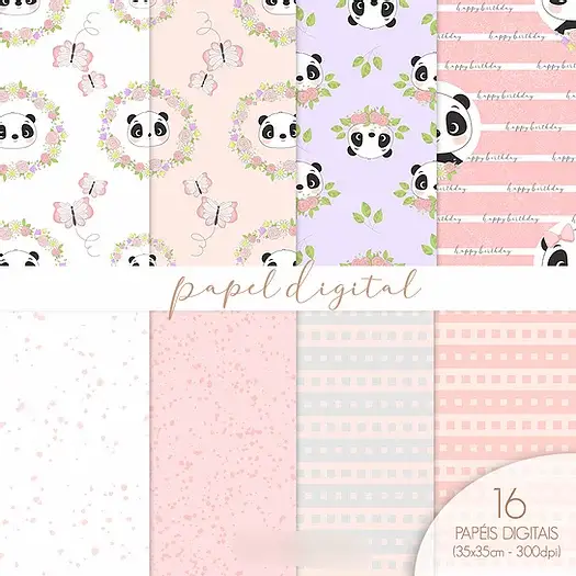 Papel Digital Pandinha 1 Kit Digital Papeis Pandinha - Imagem 1