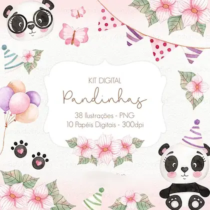 Papel Digital Pandinha Kit Digital Papeis Pandinha fofa - Imagem 1