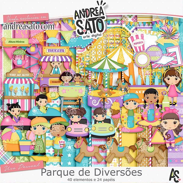 preview Kit Digital Papeis Parque de Diversões - Imagem 1