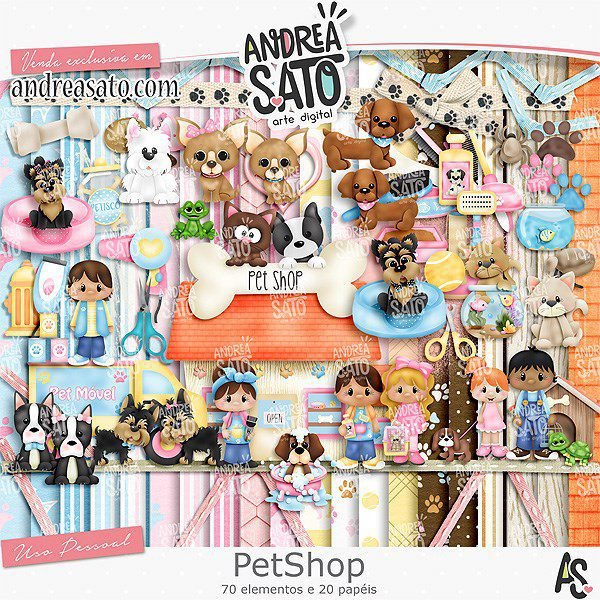 Pet Shop Kit Digital Papeis Pet Shop - Imagem 1