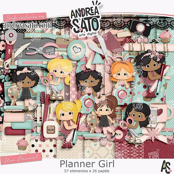preview Kit Digital Papeis Planner Girl - Imagem 1