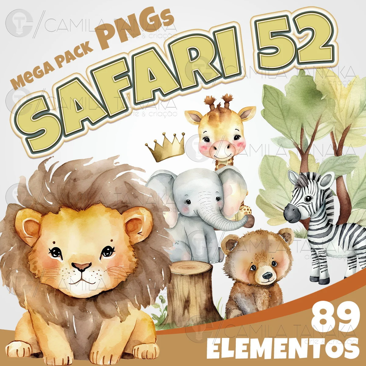 Safari Aquarela Kit Digital Safari - Imagem 1