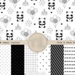 Kit Digital papeis só um bolinho panda