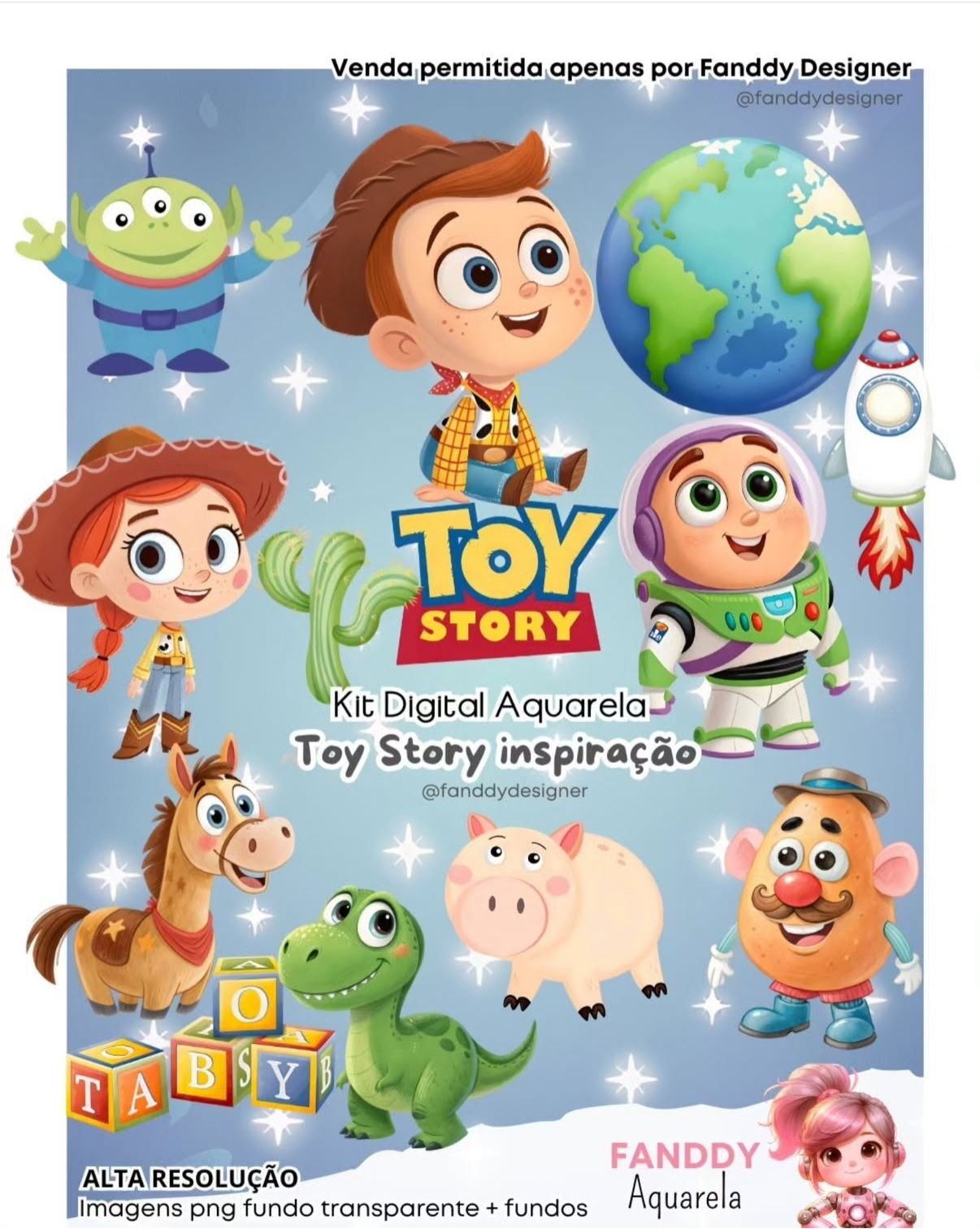 TOY STORY AQUARELA Kit Digital TOY STORY AQUARELA - Imagem 1