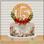 Arquivo Topo de Bolo 15 anos Circular Floral