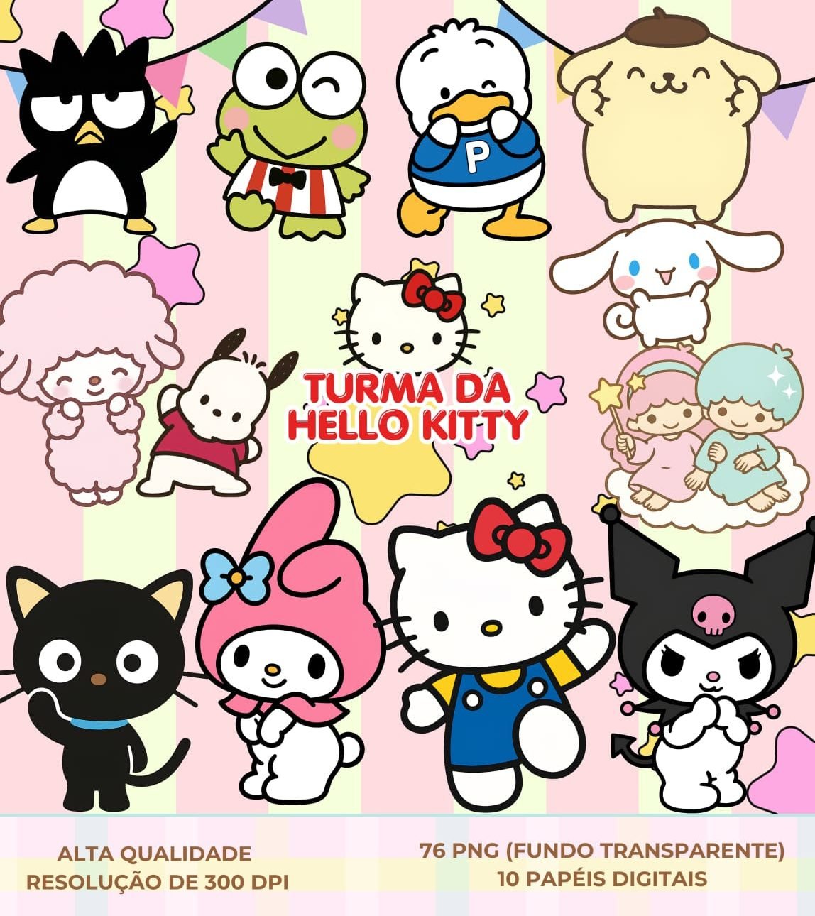 Turma da Hello Kitty Kit Digital Turma da Hello Kitty - Imagem 1