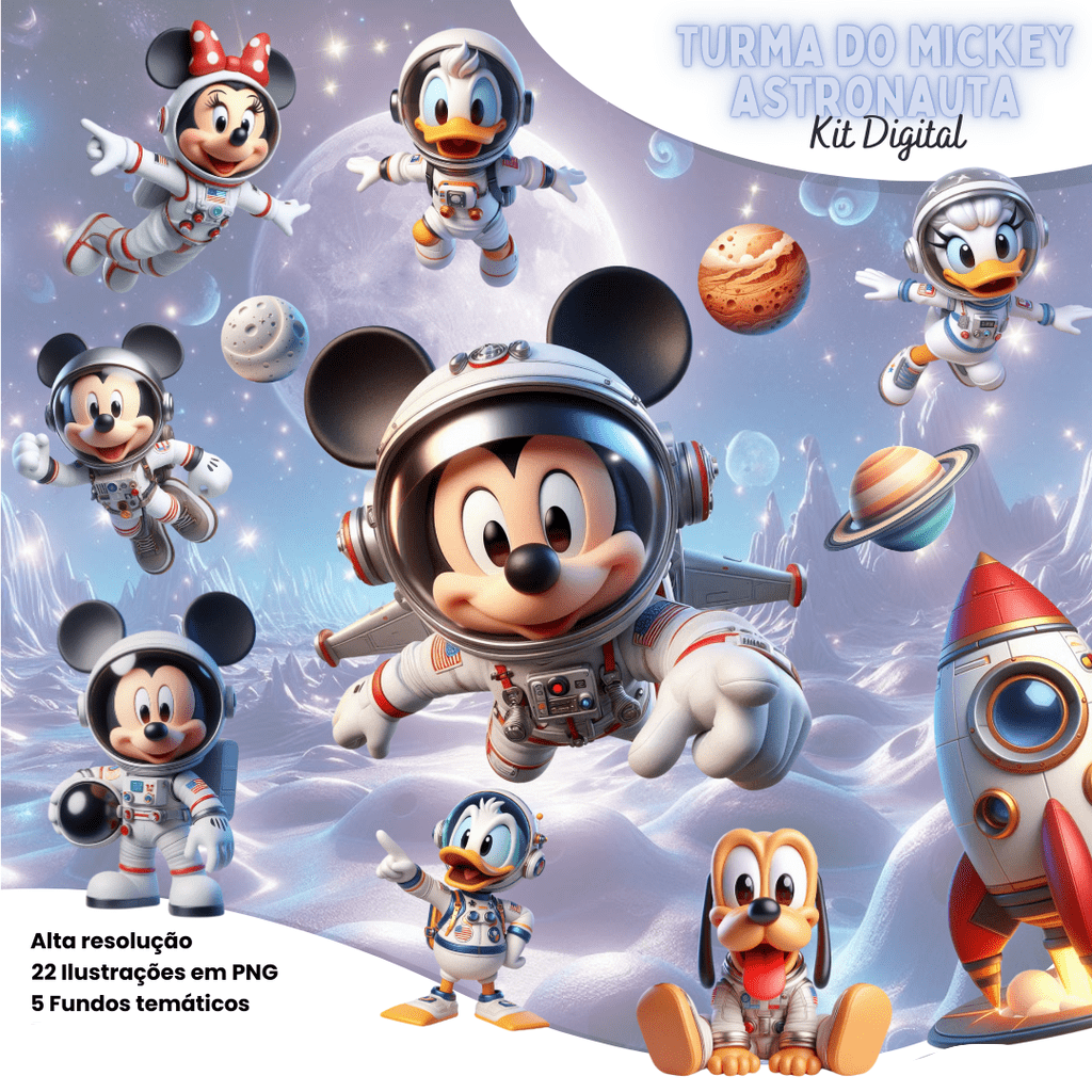 Turma do Mickey Astronauta Kit Digital Turma do Mickey Astronauta - Imagem 1