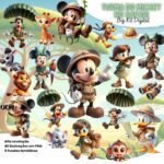 Kit Digital Turma do Mickey no Safari Aquarela