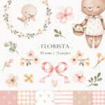 Kit Digital ursinha florista