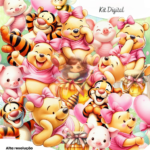 Kit Digital Ursinho Pooh Rosa Aquarela