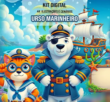Urso Marinheiro Kit Digital Urso Marinheiro - Imagem 1