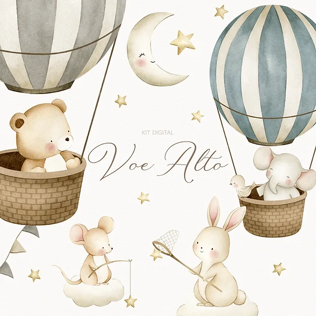 VOE ALTO Kit Digital Voe Alto Animais no Balão - Imagem 1